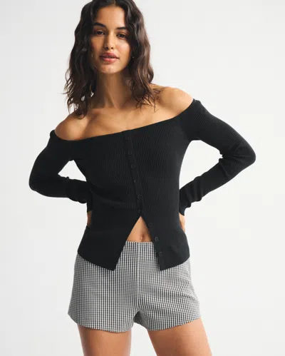 Abercrombie & Fitch Off-the-shoulder Button-through Top In Black