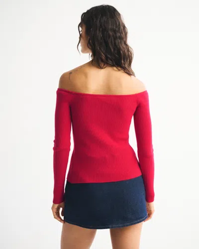 Abercrombie & Fitch Off-the-shoulder Button-through Top In Brown