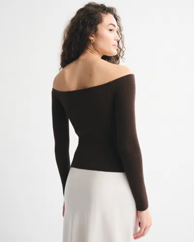 Abercrombie & Fitch Off-the-shoulder Button-through Top In Brown