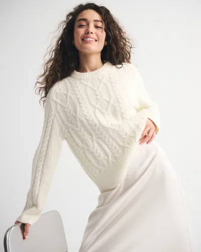 Abercrombie & Fitch The A&f Madeline Cable Crew Sweater In White