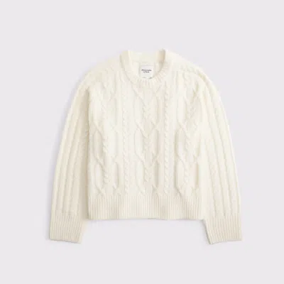 Abercrombie & Fitch The A&f Madeline Cable Crew Sweater In White