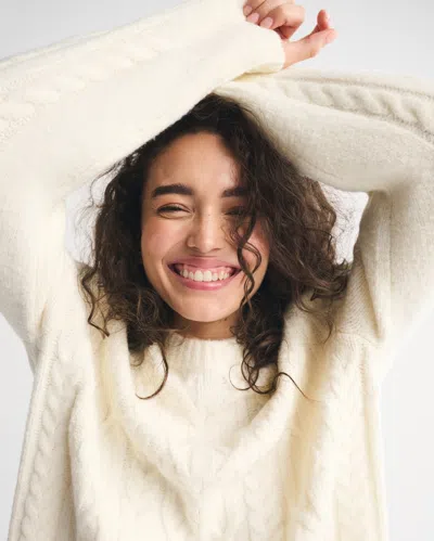 Abercrombie & Fitch The A&f Madeline Cable Crew Sweater In White