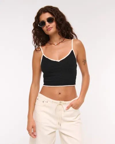 Abercrombie & Fitch Crochet-style Bra Top In Black