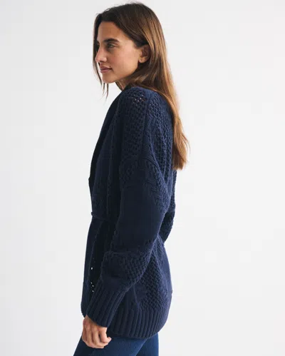 Abercrombie & Fitch Textural Stitch Belted Cardigan In Purple