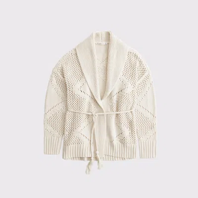 Abercrombie & Fitch Textural Stitch Belted Cardigan In Brown