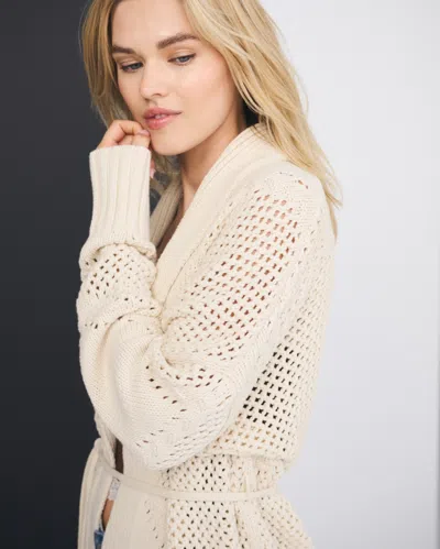 Abercrombie & Fitch Textural Stitch Belted Cardigan In Brown