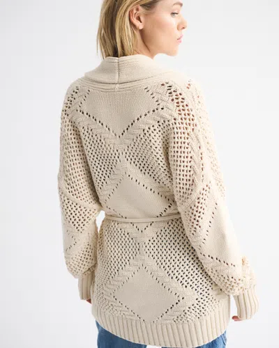 Abercrombie & Fitch Textural Stitch Belted Cardigan In Brown