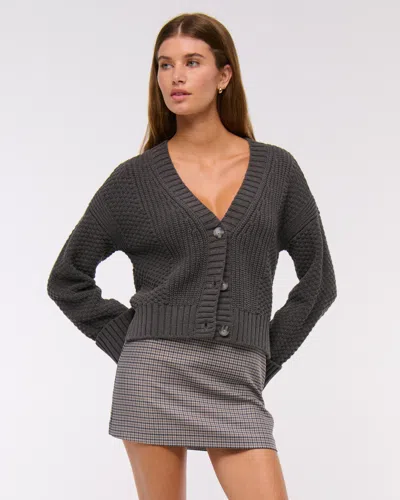 Abercrombie & Fitch The A&f Cameron Seed Stitch Cardigan In Gray