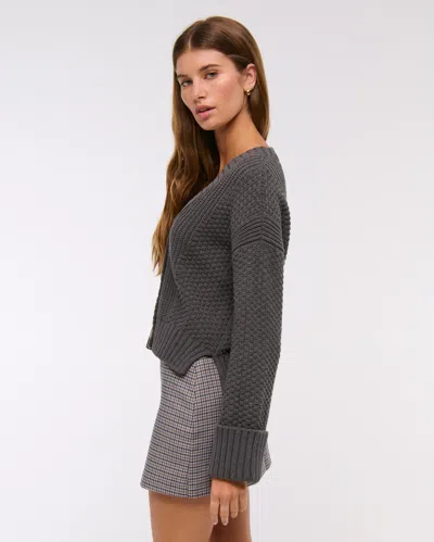 Abercrombie & Fitch The A&f Cameron Seed Stitch Cardigan In Gray