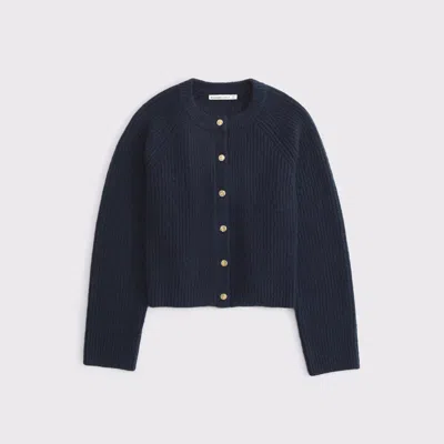 Abercrombie & Fitch Crew Cardigan In Blue