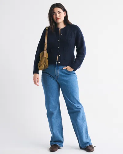 Abercrombie & Fitch Crew Cardigan In Blue