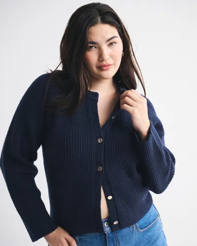 Abercrombie & Fitch Crew Cardigan In Blue