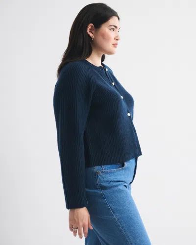 Abercrombie & Fitch Crew Cardigan In Blue