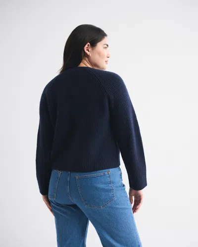 Abercrombie & Fitch Crew Cardigan In Blue