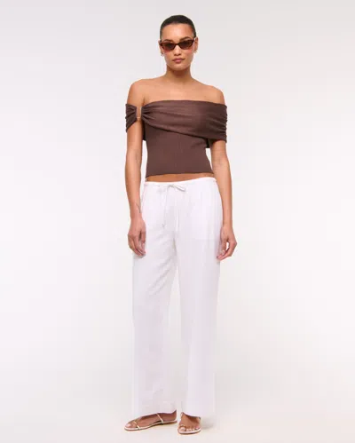 Abercrombie & Fitch Hardware Off-the-shoulder Sweater Top In Brown