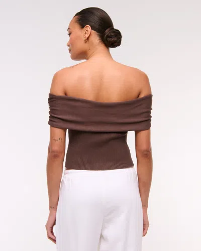 Abercrombie & Fitch Hardware Off-the-shoulder Sweater Top In Brown