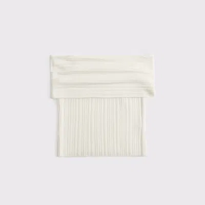 Abercrombie & Fitch Ribbed Foldover Off-the-shoulder Sweater Top In White