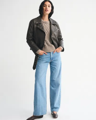 Abercrombie & Fitch Textural Stitch Cable Crew Sweater In Brown