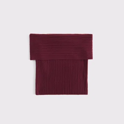 Abercrombie & Fitch Ribbed Foldover Off-the-shoulder Sweater Top In Red