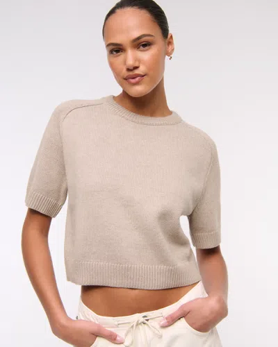 Abercrombie & Fitch The A&f Madeline Crew Sweater Tee In Sand