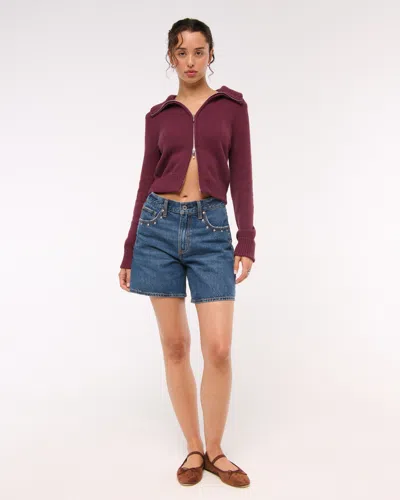 Abercrombie & Fitch Double Zipper Cardigan In Burgundy