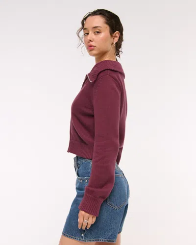 Abercrombie & Fitch Double Zipper Cardigan In Burgundy