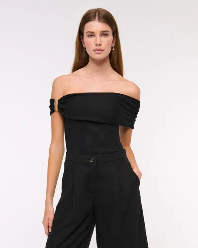 Abercrombie & Fitch Hardware Off-the-shoulder Sweater Top In Black