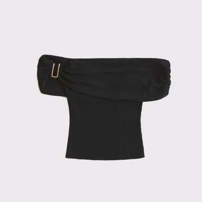 Abercrombie & Fitch Hardware Off-the-shoulder Sweater Top In Black