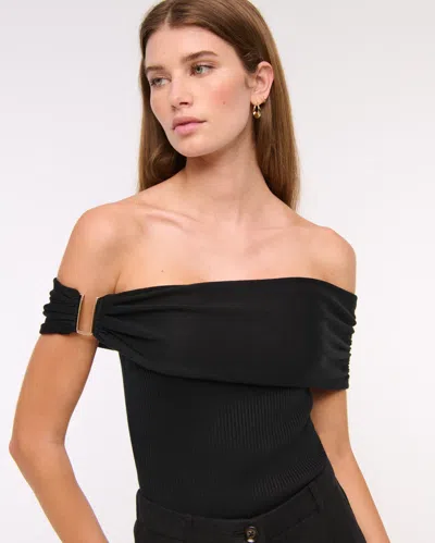 Abercrombie & Fitch Hardware Off-the-shoulder Sweater Top In Black