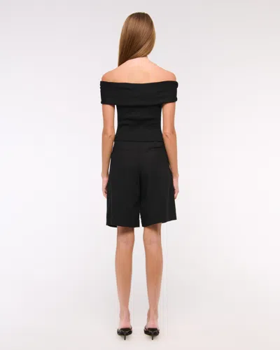Abercrombie & Fitch Hardware Off-the-shoulder Sweater Top In Black