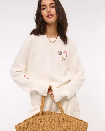 Abercrombie & Fitch The A&f Madeline Doodle Crew Sweater In Neutral