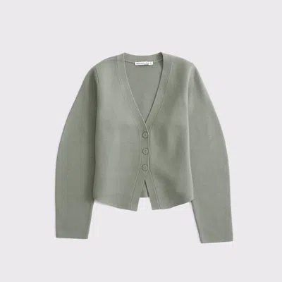 Abercrombie & Fitch Luxeloft Rounded Sleeve Cardigan In Green