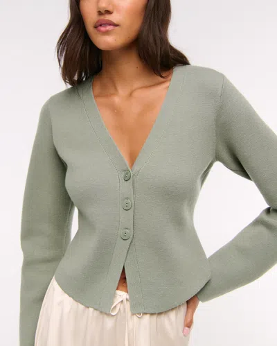 Abercrombie & Fitch Luxeloft Rounded Sleeve Cardigan In Green