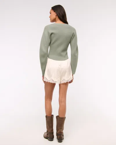 Abercrombie & Fitch Luxeloft Rounded Sleeve Cardigan In Green