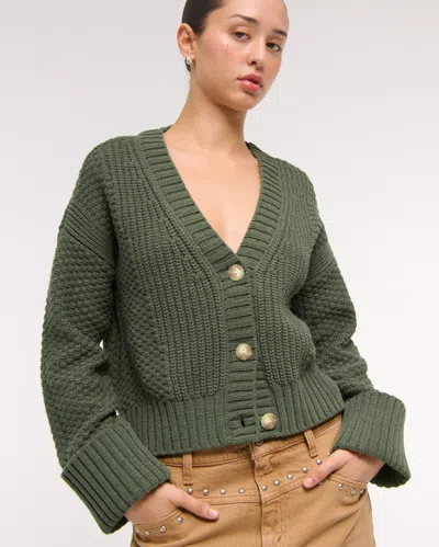 Abercrombie & Fitch The A&f Cameron Seed Stitch Cardigan In Green
