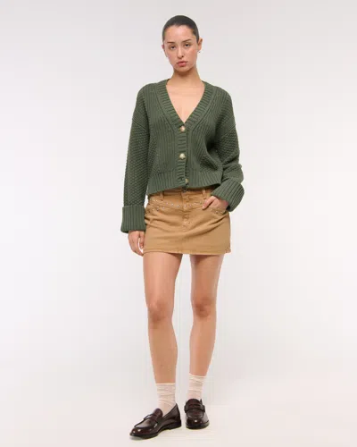 Abercrombie & Fitch The A&f Cameron Seed Stitch Cardigan In Green
