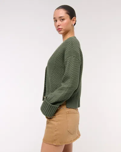 Abercrombie & Fitch The A&f Cameron Seed Stitch Cardigan In Green