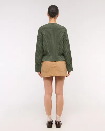 Abercrombie & Fitch The A&f Cameron Seed Stitch Cardigan In Green