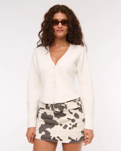 Abercrombie & Fitch Luxeloft Rounded Sleeve Cardigan In White