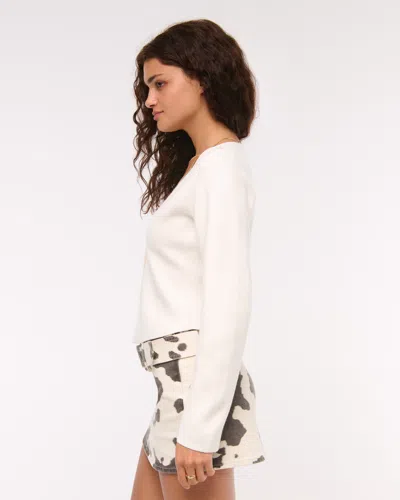 Abercrombie & Fitch Luxeloft Rounded Sleeve Cardigan In White