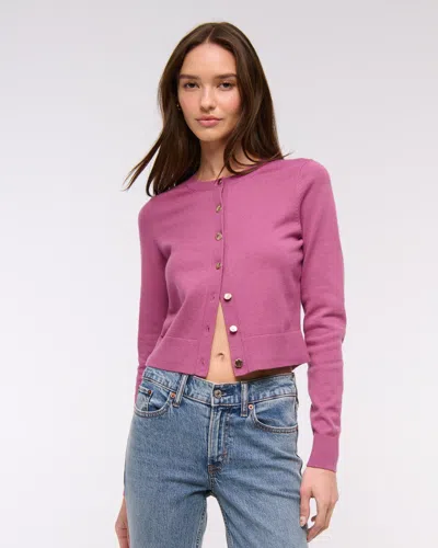 Abercrombie & Fitch Luxeloft Shrunken Crew Cardigan In Purple