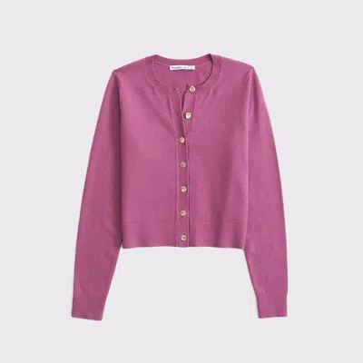 Abercrombie & Fitch Luxeloft Shrunken Crew Cardigan In Purple