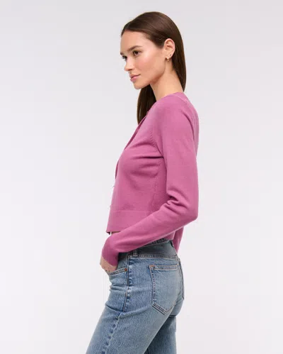 Abercrombie & Fitch Luxeloft Shrunken Crew Cardigan In Purple