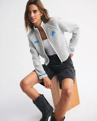 Abercrombie & Fitch Detroit Lions Mockneck Zipper Cardigan In Gray