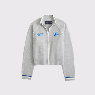 Abercrombie & Fitch Detroit Lions Mockneck Zipper Cardigan In Gray