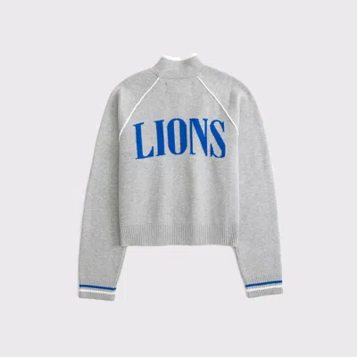 Abercrombie & Fitch Detroit Lions Mockneck Zipper Cardigan In Gray