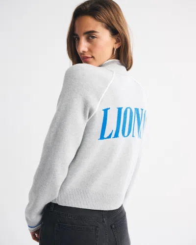 Abercrombie & Fitch Detroit Lions Mockneck Zipper Cardigan In Gray