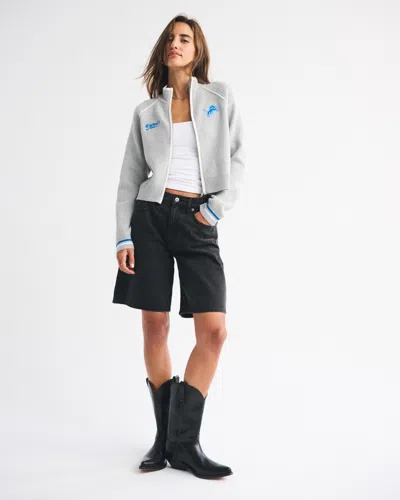 Abercrombie & Fitch Detroit Lions Mockneck Zipper Cardigan In Gray