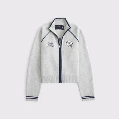 Abercrombie & Fitch Dallas Cowboys Mockneck Zipper Cardigan In Gray
