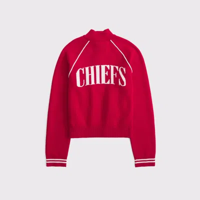 Abercrombie & Fitch Kansas City Chiefs Mockneck Zipper Cardigan In Red